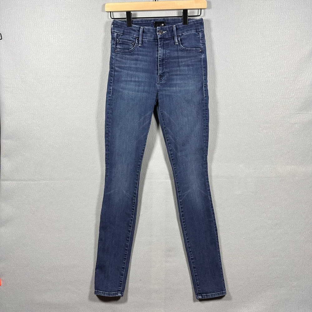 Mother High Waisted Looker Skinny Jeans Dark Wash Blue Denim Size 25 Made in USA